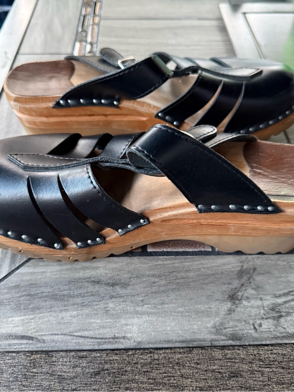 Black Leather Fisherman Clog Sandals with Buckle size 41 - Picture 5 of 5
